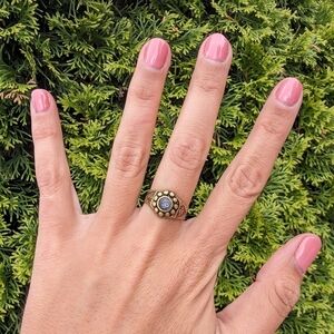 Vtg Handmade Moroccan Sahara Rif Tuareg Brass Zelij Stone Mosaic Unisex Size 10